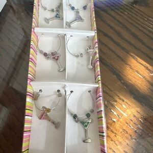 Colorful Martini Glass Wine Charms Set